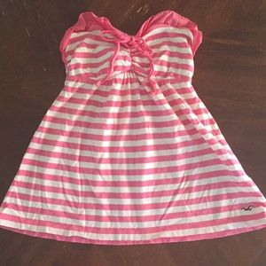 Pink & white striped strapless top from Hollister